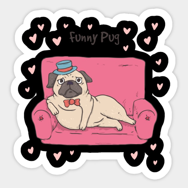 Funny pug dog Sticker by This is store